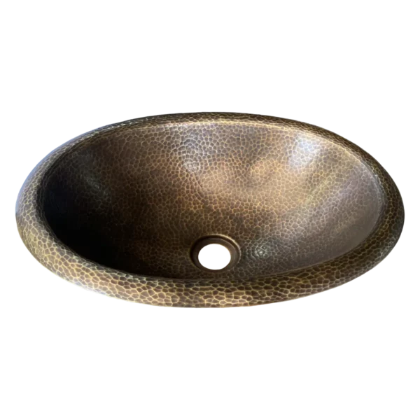 Oval Brass Drop-In Bathroom Sink - Image 2