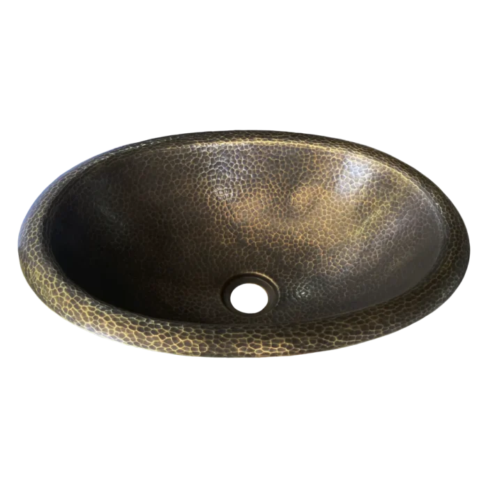 Oval Brass Drop-In Bathroom Sink — Artisanal Finish - Image 2