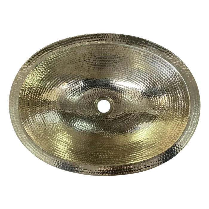 Oval Brass Undermount Bathroom Sink — Hand-Hammered - Image 2