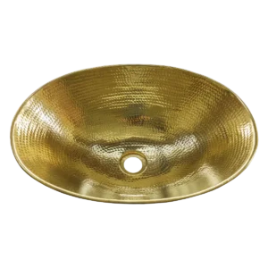 Oval Brass Vessel Sink — Artisanal Finish, artisan-crafted and hand-hammered by Monte Grande in Santa Clara del Cobre, Mexico.