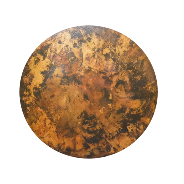 Round Copper Tabletop — Handcrafted, artisan-crafted and hand-hammered by Monte Grande in Santa Clara del Cobre, Mexico.