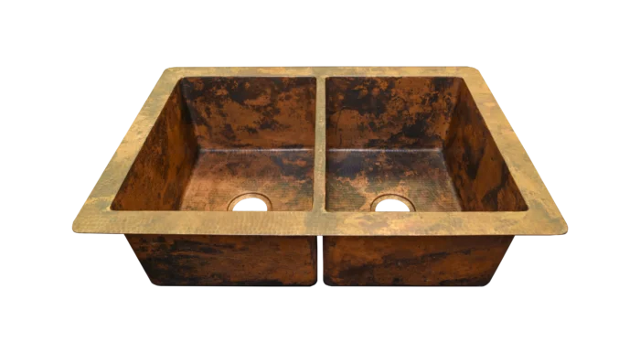 Undermount Split Copper Kitchen Sink — Hand-Hammered - Image 2