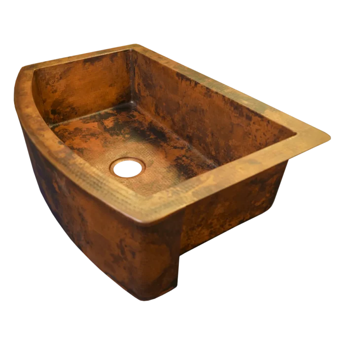 Farmhouse Figure-D Copper Kitchen Sink — Hand-Hammered - Image 2