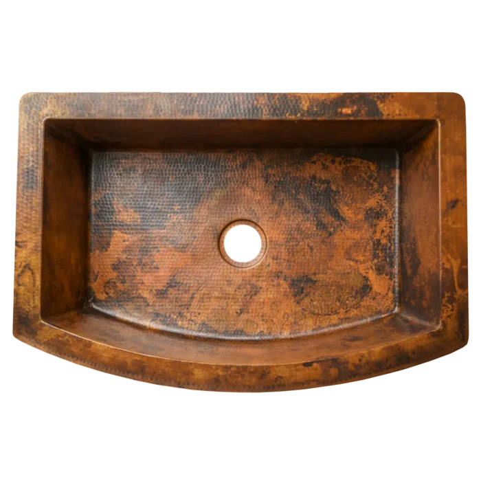 Farmhouse Figure-D Copper Kitchen Sink — Hand-Hammered - Image 3