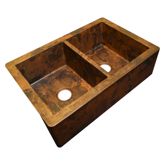 Farmhouse Split Copper Kitchen Sink — Hand-Hammered - Image 5