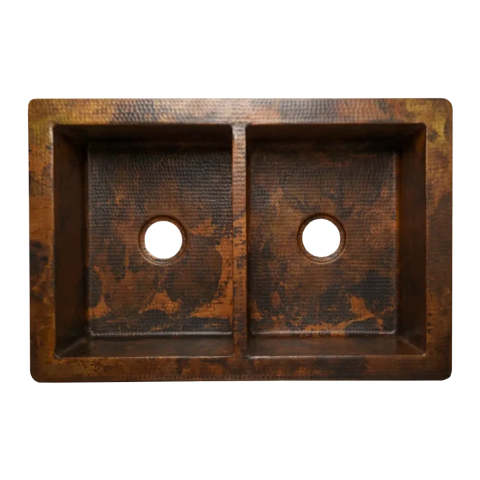 Farmhouse Split Copper Kitchen Sink — Hand-Hammered - Image 6