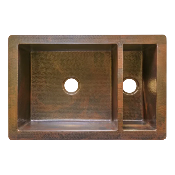 Farmhouse Split Copper Kitchen Sink — Hand-Hammered - Image 3