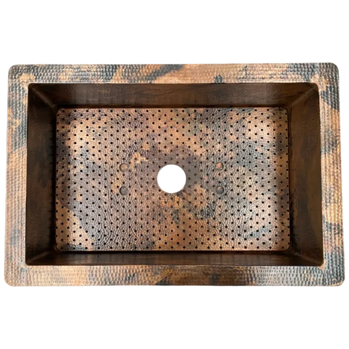 Copper Sink Basin Grate — Hand-Hammered Finish, artisan-crafted and hand-hammered by Monte Grande in Santa Clara del Cobre, Mexico.