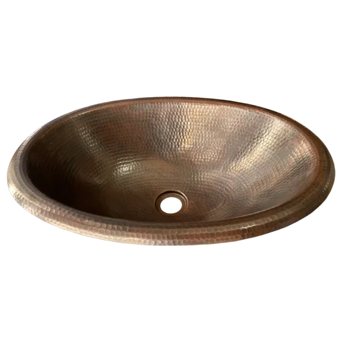 Oval Copper Drop-In Bathroom Sink — Handcrafted Elegance - Image 2