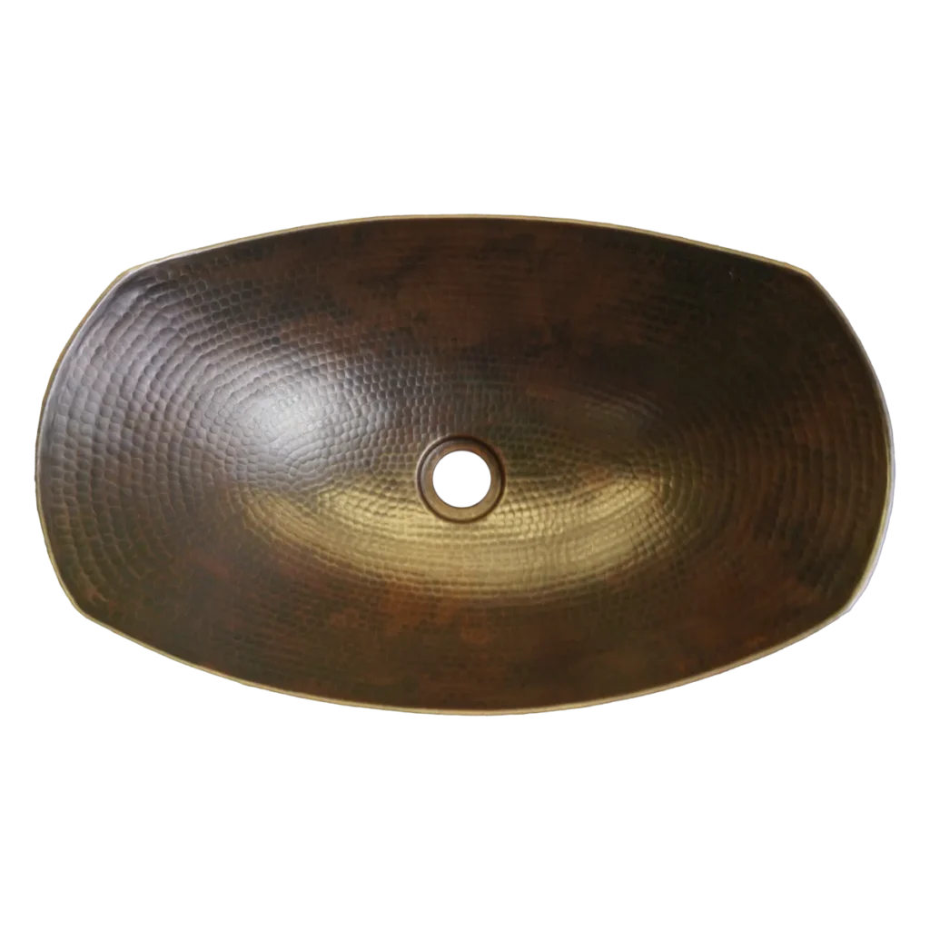 Oval Roman Copper Vessel Sink — Hand-Hammered, artisan-crafted and hand-hammered by Monte Grande in Santa Clara del Cobre, Mexico.