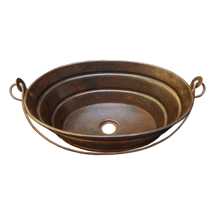 Oval Copper Vessel Bucket Sink — Hand-Hammered, artisan-crafted and hand-hammered by Monte Grande in Santa Clara del Cobre, Mexico.