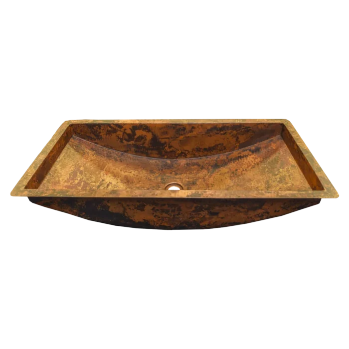 Rectangular Copper Undermount Bathroom Sink — Artisanal Finish - Image 3
