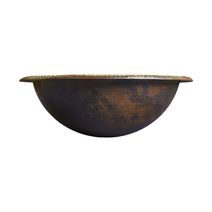 Round Copper Drop-In Bathroom Sink — Hand-Hammered - Image 2