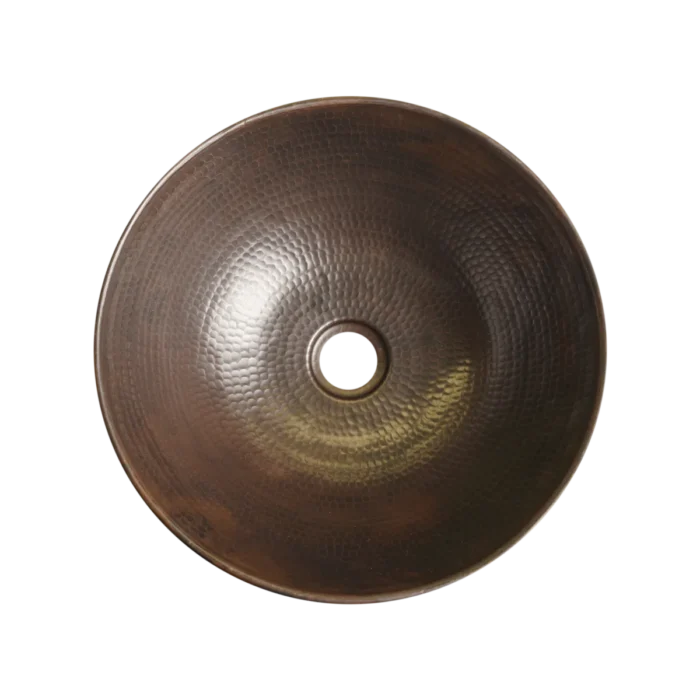 Round Copper Vessel Sink — Hand-Hammered, artisan-crafted and hand-hammered by Monte Grande in Santa Clara del Cobre, Mexico.