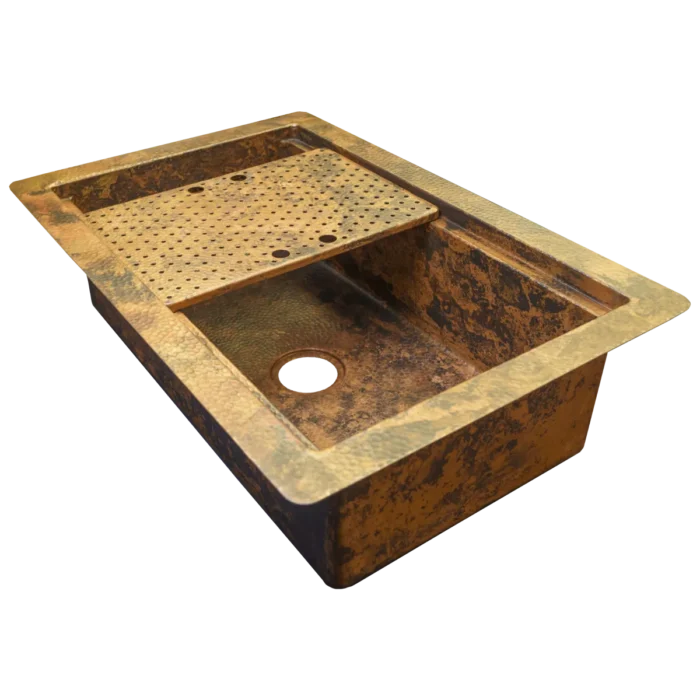 Undermount Workstation Copper Kitchen Sink — Hand-Hammered - Image 5