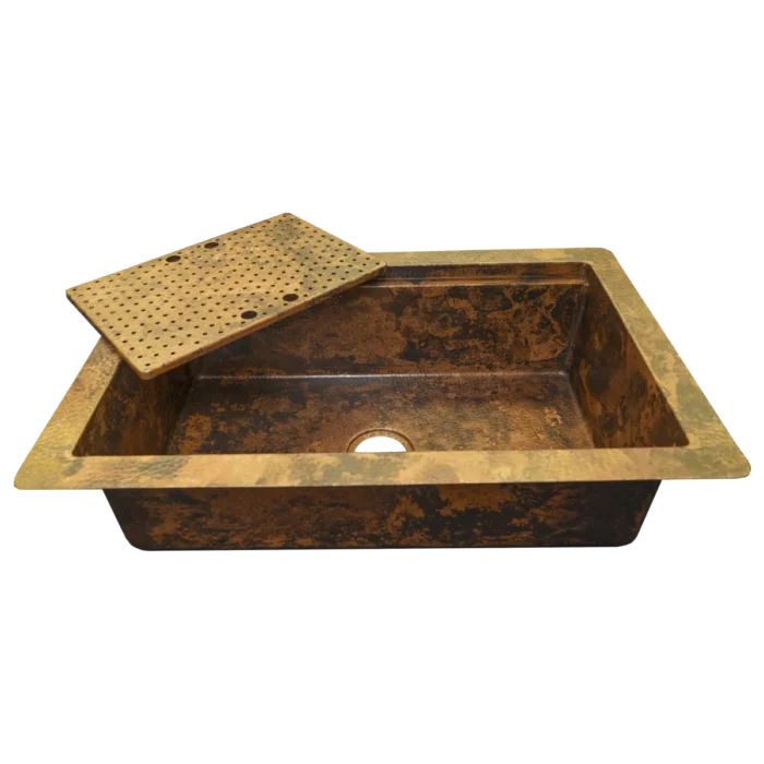 Undermount Workstation Copper Kitchen Sink — Hand-Hammered - Image 4