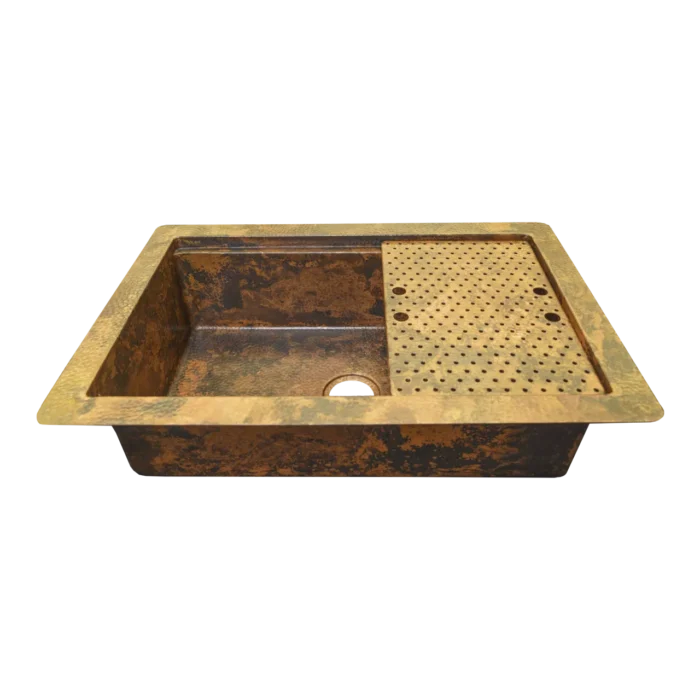 Undermount Workstation Copper Kitchen Sink — Hand-Hammered, artisan-crafted and hand-hammered by Monte Grande in Santa Clara del Cobre, Mexico.