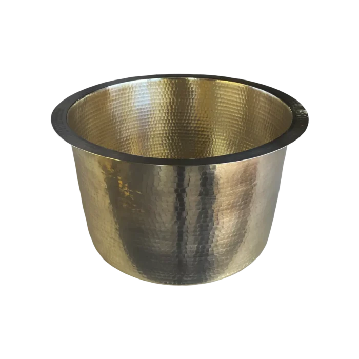 Round Brass Bar & Prep Sink — Hand-Hammered - Image 3