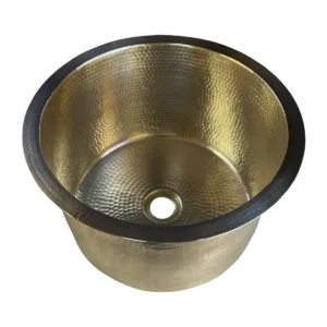 Round Brass Bar & Prep Sink — Hand-Hammered, artisan-crafted and hand-hammered by Monte Grande in Santa Clara del Cobre, Mexico.