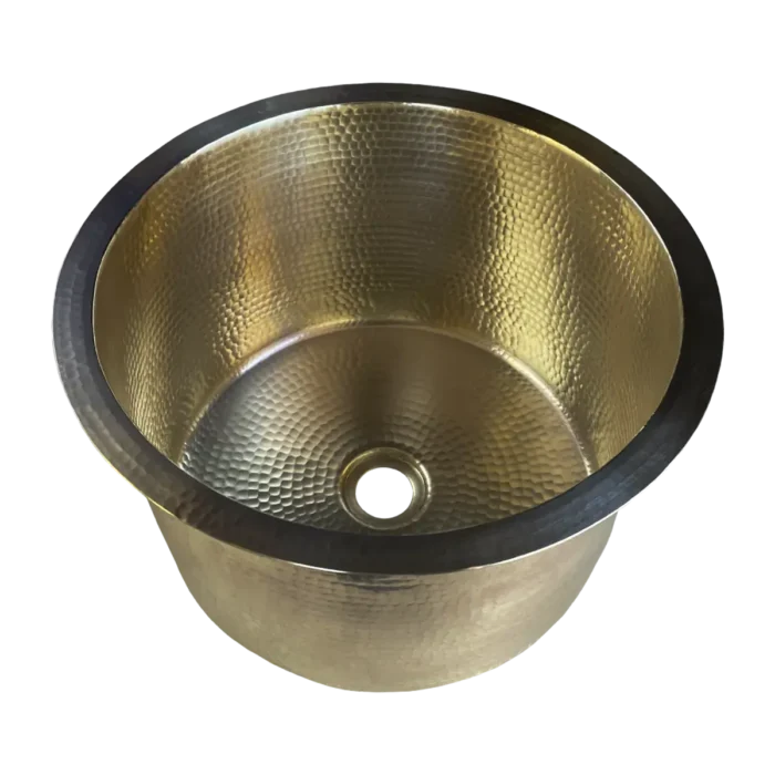 Round Brass Bar & Prep Sink — Hand-Hammered, artisan-crafted and hand-hammered by Monte Grande in Santa Clara del Cobre, Mexico.