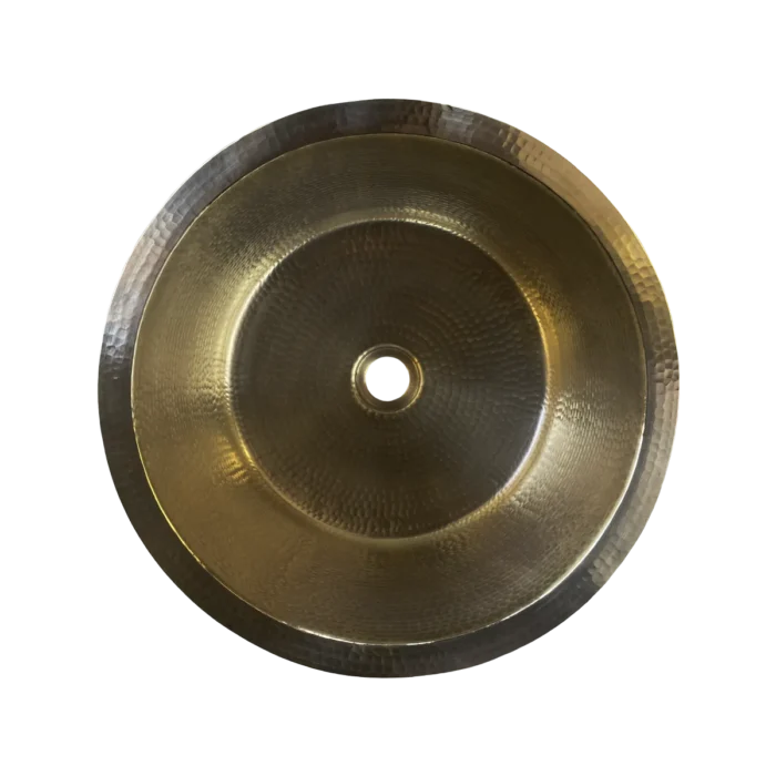 Round Brass Bar & Prep Sink — Hand-Hammered - Image 2