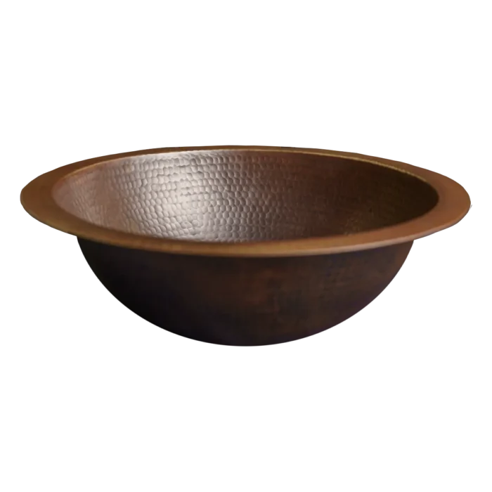 Round Copper Undermount Bathroom Sink — Hand-Hammered - Image 3