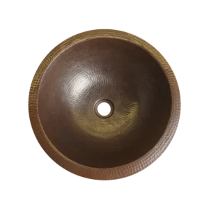 Round Copper Undermount Bathroom Sink — Hand-Hammered, artisan-crafted and hand-hammered by Monte Grande in Santa Clara del Cobre, Mexico.