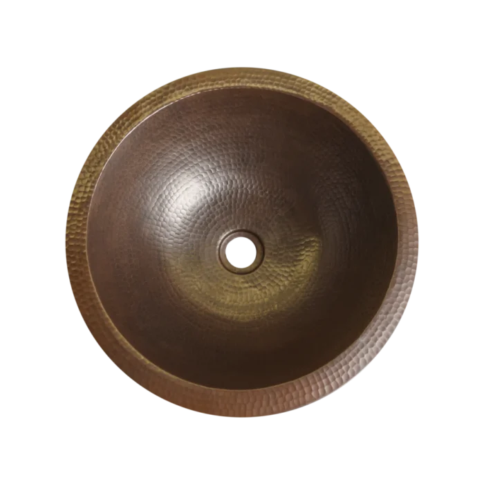 Round Copper Undermount Bathroom Sink — Hand-Hammered, artisan-crafted and hand-hammered by Monte Grande in Santa Clara del Cobre, Mexico.