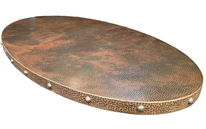 Oval Copper Tabletop with Rivets — Hand-Hammered - Image 2