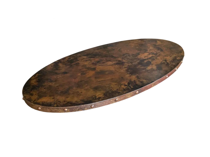Oval Copper Tabletop with Rivets — Hand-Hammered - Image 7