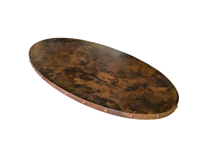 Oval Copper Tabletop with Rivets — Hand-Hammered - Image 6