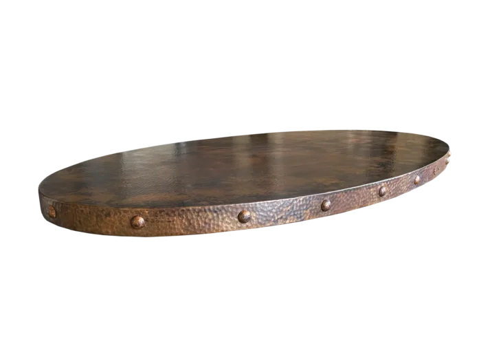 Oval Copper Tabletop with Rivets — Hand-Hammered - Image 8