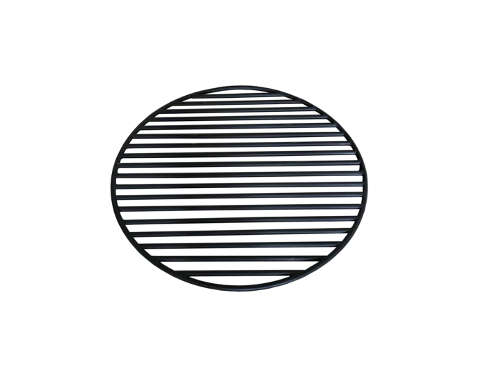 Removable black steel grate for copper fire pit – supports firewood and enhances airflow.