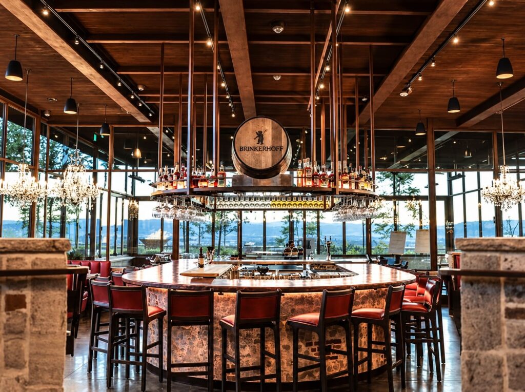 Custom copper and brass surfaces integrated into a refined architectural interior